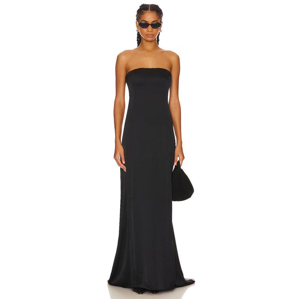 Revolve NBD Cambria Gown black long satin dress strapless size S NWT $248 msrp